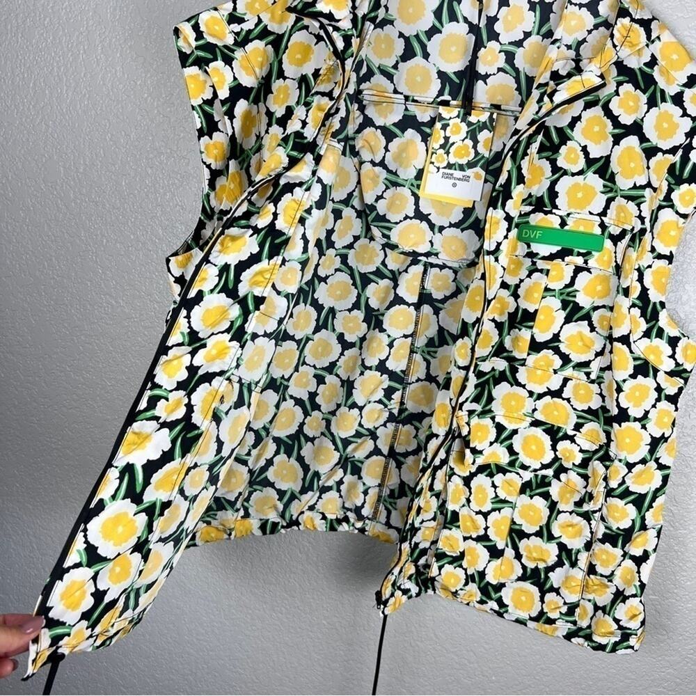 DVF Packable Yellow Poppy NWT Hooded Vest XXL Floral Short Sleeve Hood Dopamine - Picture 7 of 16